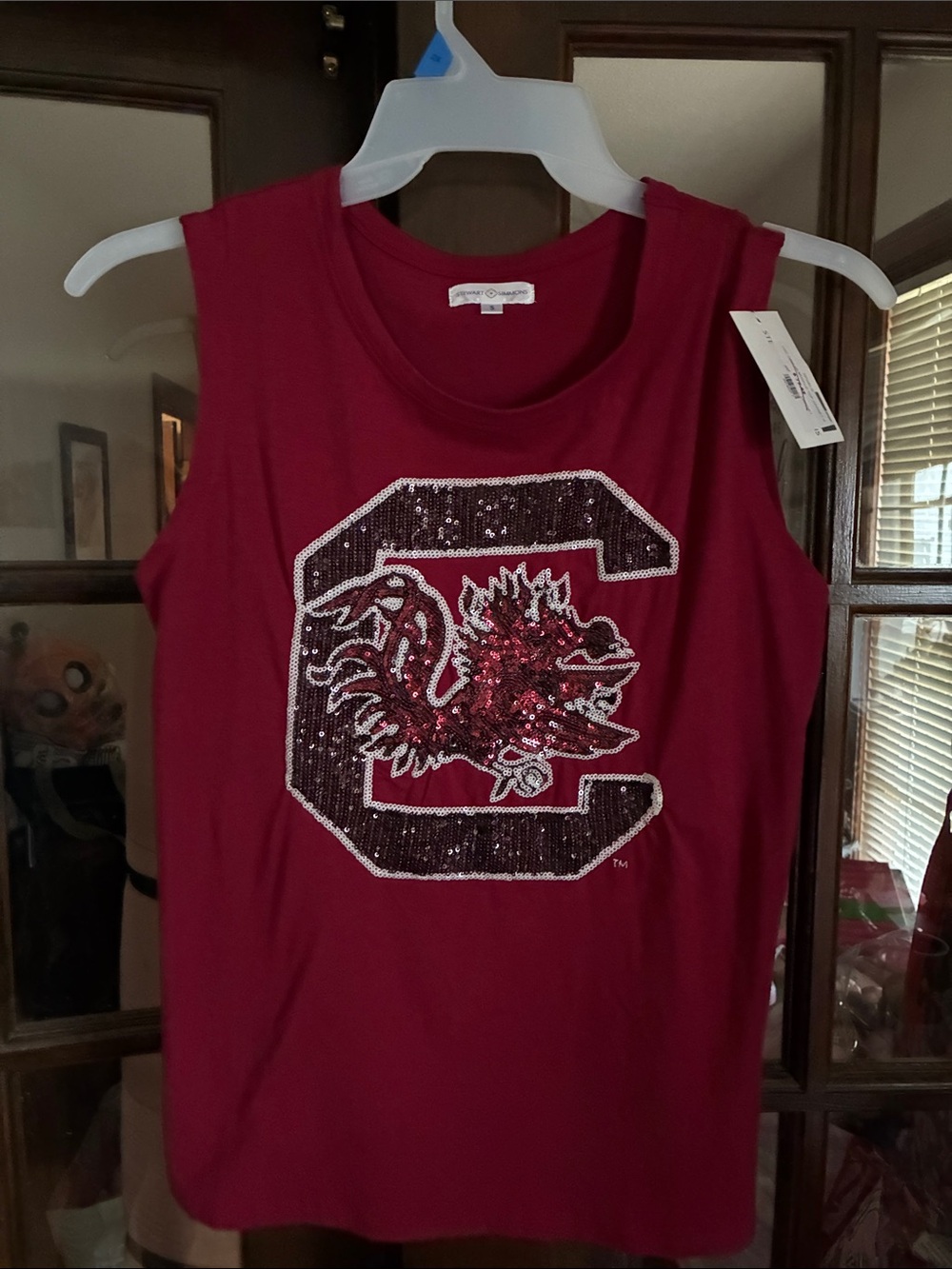 Gamecock Sequin Sleeveless Tee - Garnet